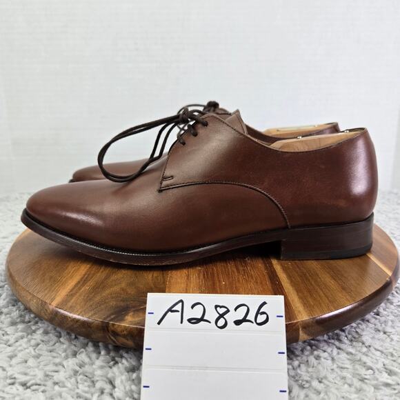 Jack Erwin Mens 9 Brown Leather Business Casual Office Plain Toe Derby Oxford main image 7